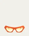 Marni Beveled Acetate Cat-eye Sunglasses In Orange
