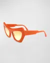 Marni Beveled Acetate Cat-eye Sunglasses In Orange