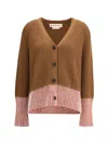 Marni Long Sleeve Merino Wool V-neck Cardigan