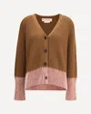 Marni Long Sleeve Merino Wool V-neck Cardigan In Brown
