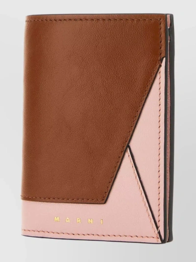 Marni Bi-color Stitched Leather Duo Wallet In Pastel