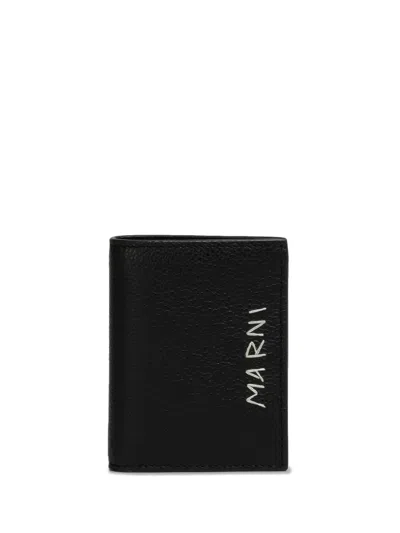 Marni Bi-fold Leather Wallet In Black