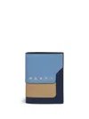 Marni Blue, Beige And Light Blue Saffiano Leather Bi-fold Wallet In Blue