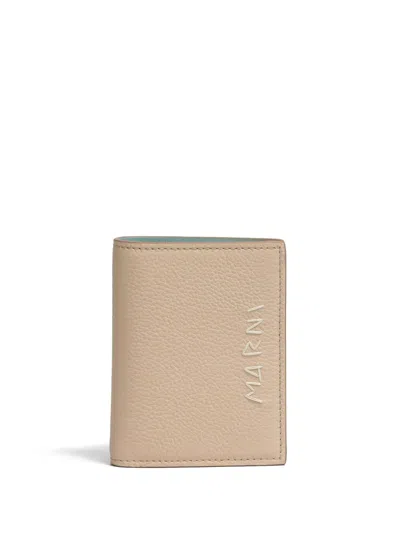 Marni Bi-fold Leather Wallet In Neutrals