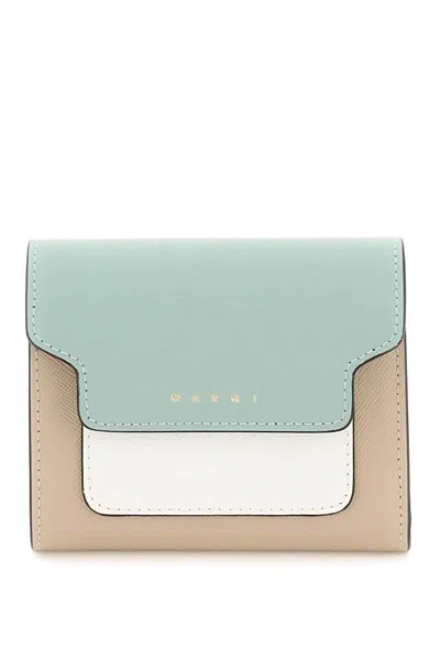 Marni Bi-fold Wallet With Flap In Beige