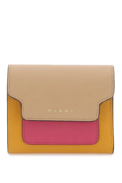 Marni Bi-fold Wallet With Flap In Neutrals/orange