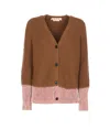Marni Long Sleeve Merino Wool V-neck Cardigan In Brown