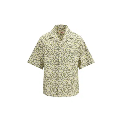 Marni Short-sleeve All-over Print Shirt In Green