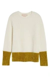 Marni Relaxed Fit Roundneck Knit Sweater With Ribbed Texture In Neutral
