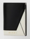 MARNI BIFOLD PEBBLE LEATHER WALLET WITH BI-COLOR STITCHING