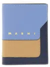 Marni Blue, Beige And Light Blue Saffiano Leather Bi-fold Wallet In Multicolour