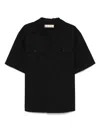 Marni Boxy Logo Embroidered Bowling Shirt In Black