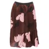 Marni Big Floral Print Elastic Waistband Knee Skirt In Brown