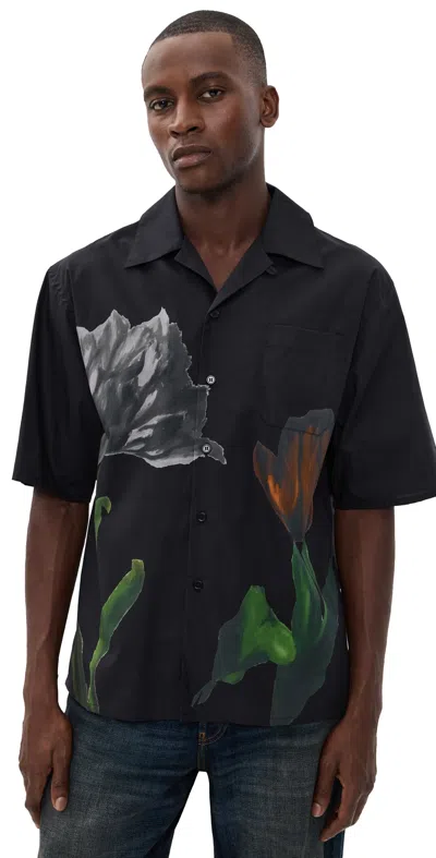Marni Big Tulip Printed Poplin Shirt Black