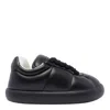 Marni Padded Leather Sneakers With Flat Rubber Sole In Black