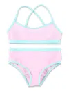 Marni Cross-over Shoulder Straps Bikini Swimming Costume In Rose