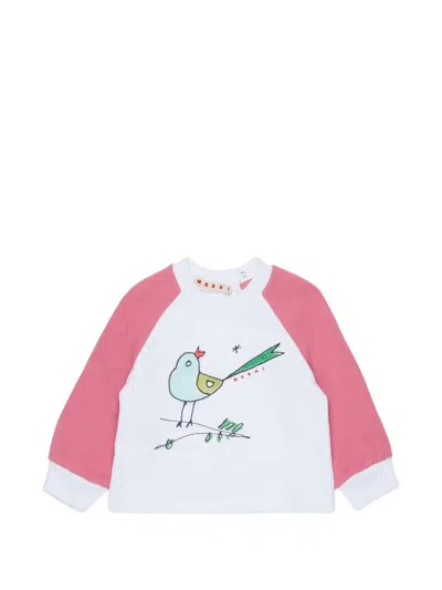 Marni Babies' Bird-print Logo-print Sweatshirt In Multi