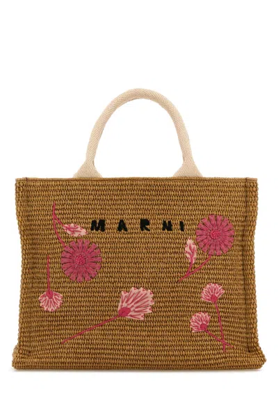 Marni Biscuit Raffia Small Shopping Bag