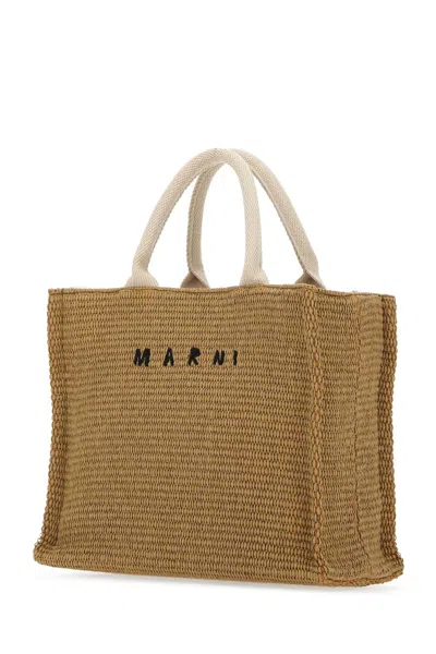 Marni Biscuit Raffia Small Shopping Bag In Z0r42