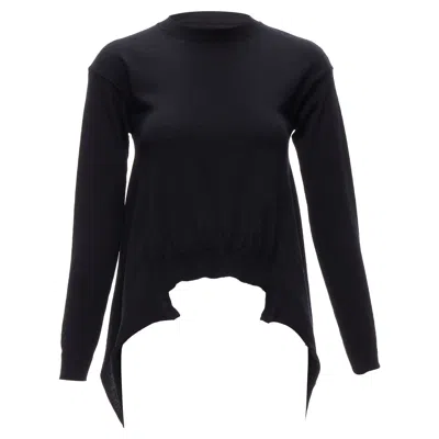 Marni Black 100% Wool Asymmetric High Low Hem Crew Neck Sweater Fr38 M