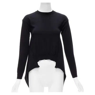 Pre-owned Marni Black 100% Wool Asymmetric High Low Hem Crew Neck Sweater Fr38 M