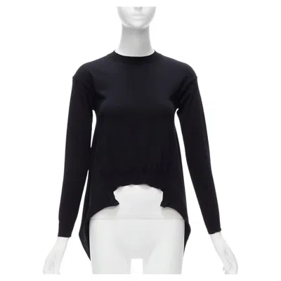 Pre-owned Marni Black 100% Wool Asymmetric High Low Hem Crew Neck Sweater Fr38 M