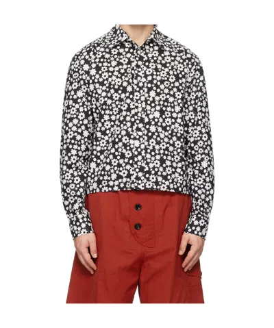 Marni Black Pop Fields Long Sleeve Shirt In Pfn99 Black