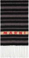 Marni Black & Gray Striped Alpaca Scarf In Stn99 Black
