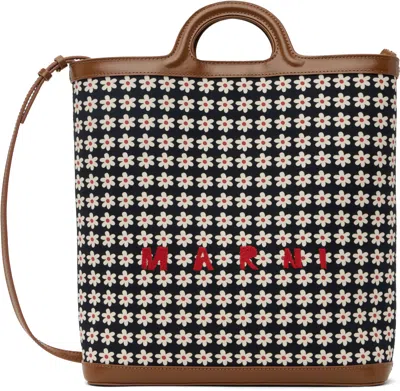 Marni Black & Tan Tropicalia Crossbody Tote In Zo823 Red/white/blac