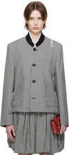 Marni Checked Straight Fit Cropped Wool Jacket In Chn99 Black
