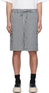 Marni Black & White Gingham Seersucker Drawstring Shorts In Chn99 Black