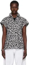 Marni Floral Print Collar Top In Pfn99 Black