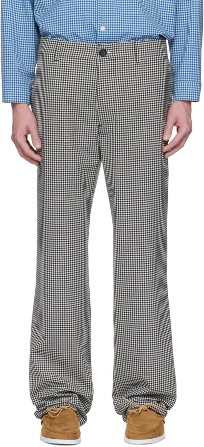 Marni Black & White Wool Blend Gingham Trousers In Chn99 Black