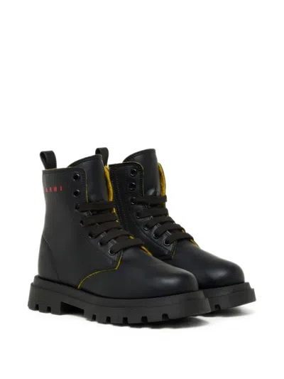 Marni Kids' Black Army Boots With Logo