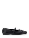 Marni Black Ballerinas With Embossed Bow Detail On The Front In Leather Woman