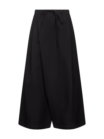 Marni Black Batavia Wool Oversized Trousers In Blue