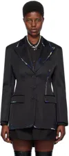 Marni Black Bead Mending Blazer In 00n99 Black