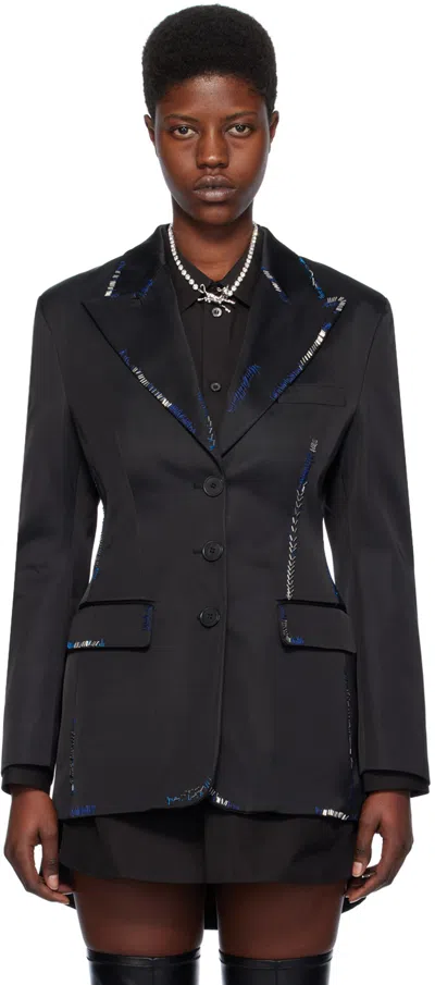 Marni Black Bead Mending Blazer In 00n99 Black