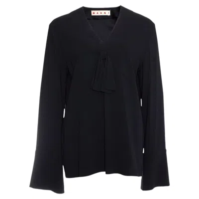 Pre-owned Marni , Black Blouse With Bow And Flutter Sleeves.