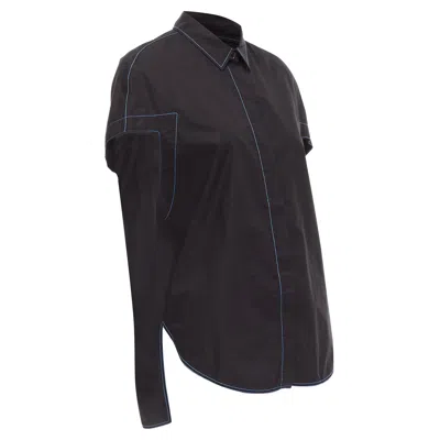 Marni Black Blue Topstitched Round Shoulder 3d Cut Boxy Shirt It40 S