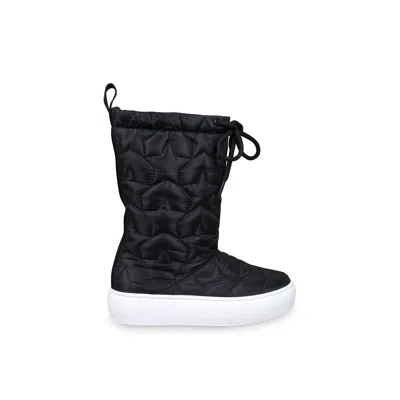 Marni Kids' Black Boots For Girl With Red Logo And Stars
