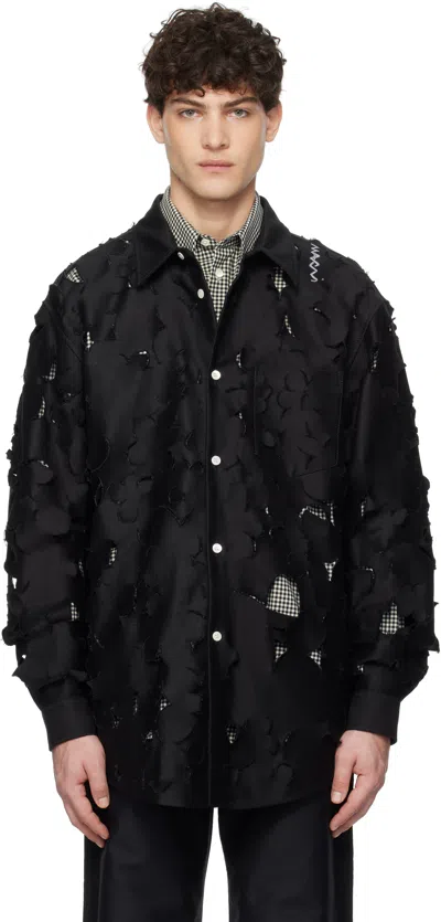Marni Logo-embroidered Cut-out Shirt In Black