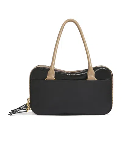 Marni Black, Brown And Taupe Leather Small Boxyne Bag