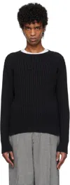 Marni Black Cable Logo Crewneck Sweater In 00n99 Black