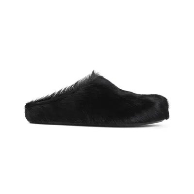 Marni Black Calf Hair Fussbett Mules
