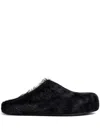 Marni Long-hair Calfskin Fussbett Sabot Shoes Black In Black