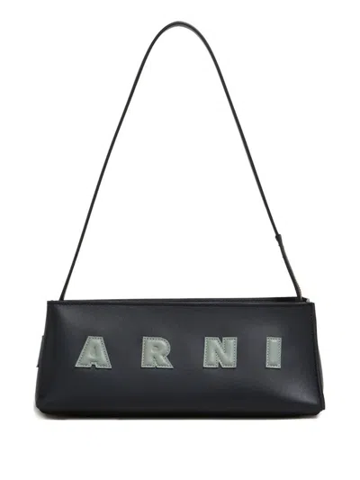 Marni Borsa A Spalla Museo Baguette In Pelle Nera In Black