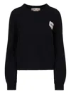 Marni Womens 00n99 Branded-patch Knitted Cashmere Jumper In Black