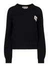 Marni Womens 00n99 Branded-patch Knitted Cashmere Jumper In Black