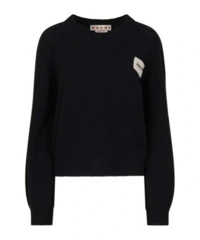 MARNI MARNI LOGO PATCH KNIT SWEATER